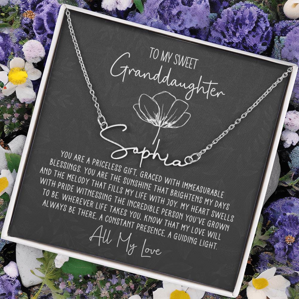 Sweet Granddaughter Personalized Signature Name Necklace