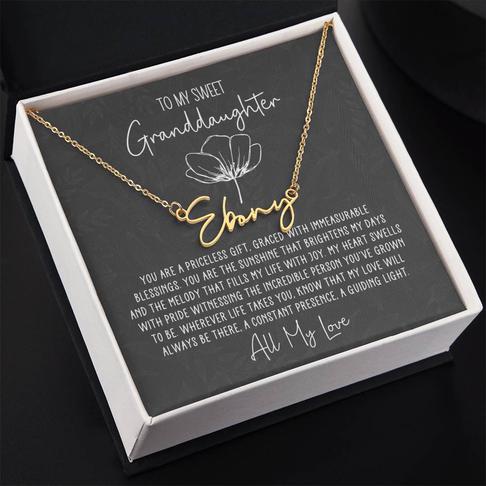 Sweet Granddaughter Personalized Signature Name Necklace