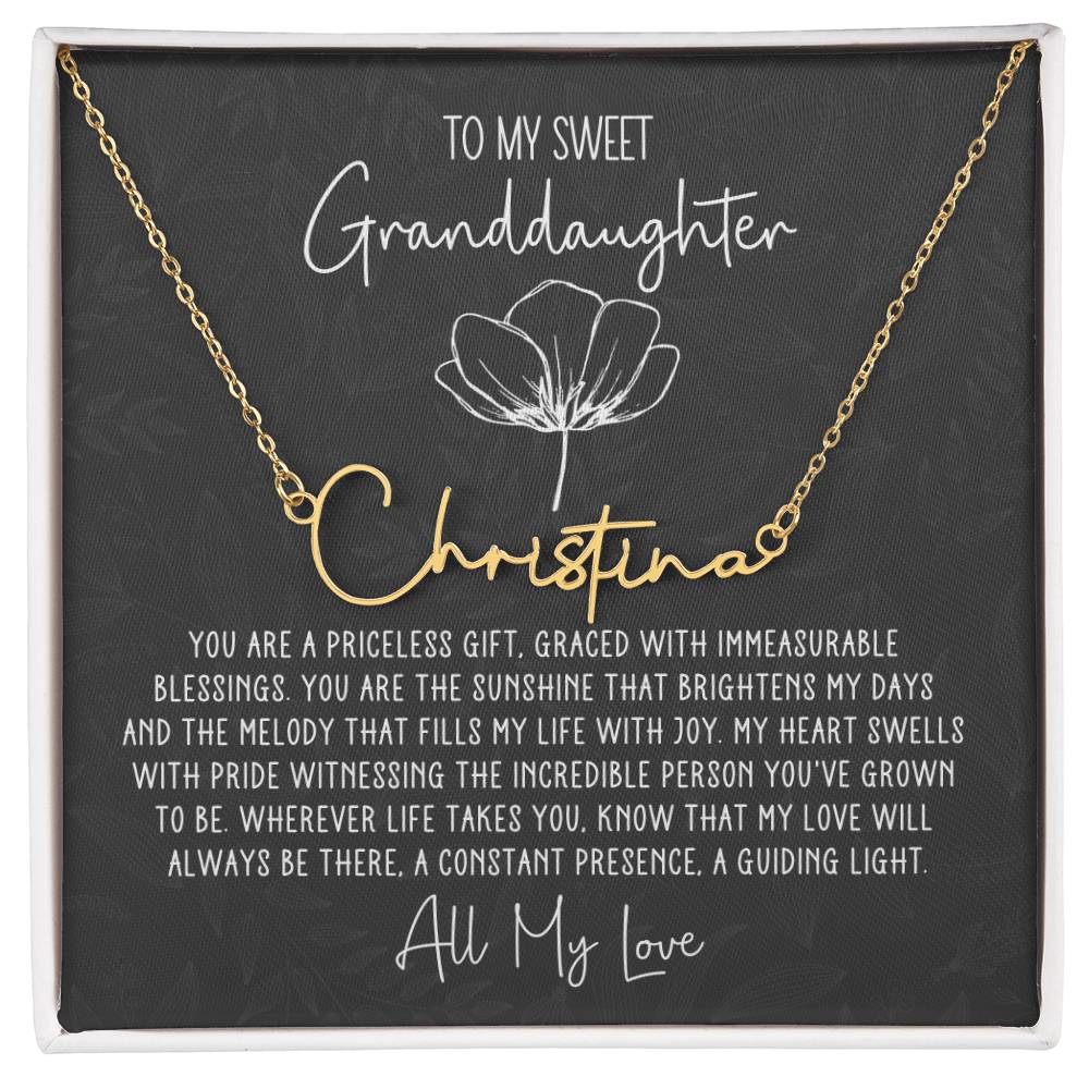 Sweet Granddaughter Personalized Signature Name Necklace