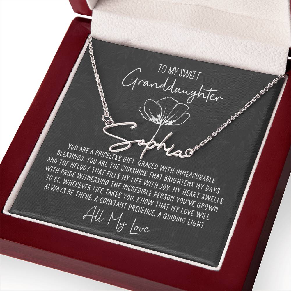 Sweet Granddaughter Personalized Signature Name Necklace