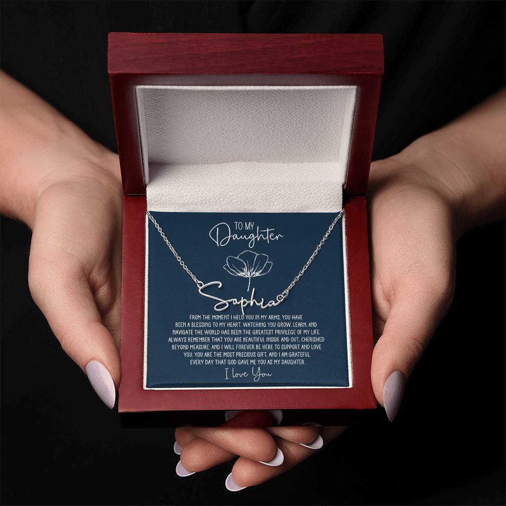 To My Daughter Personalized Signature Name Necklace