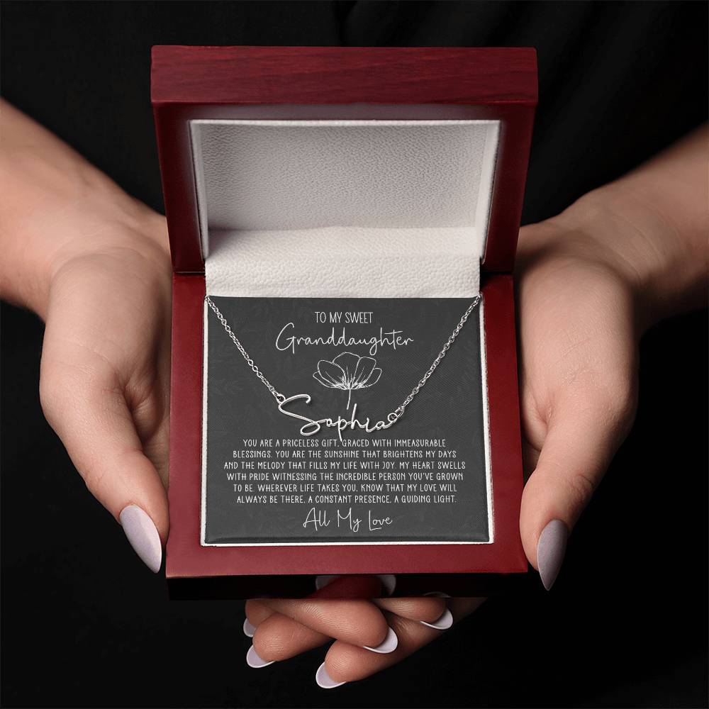 Sweet Granddaughter Personalized Signature Name Necklace