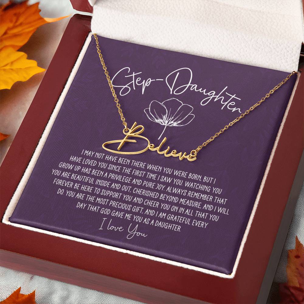 Step-Daughter Personalized Signature Name Necklace