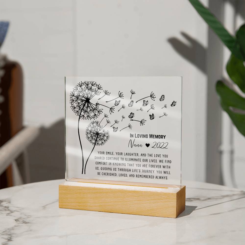 Remembered Always Dandelion Memorial Acrylic Plaque