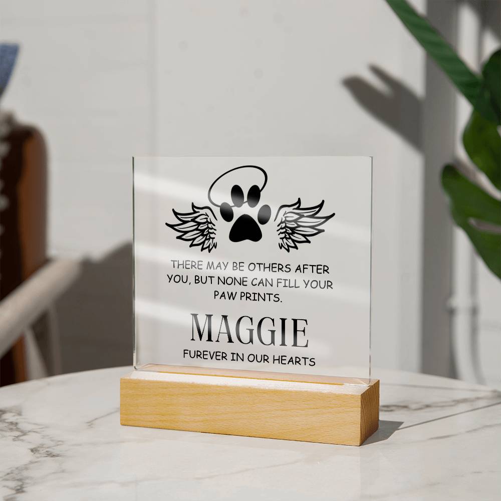 Personalized Pet Loss Memorial Plaque Paw Print Angel Wings
