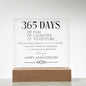 1 Year Anniversary 365 Days Illuminated Acrylic Plaque
