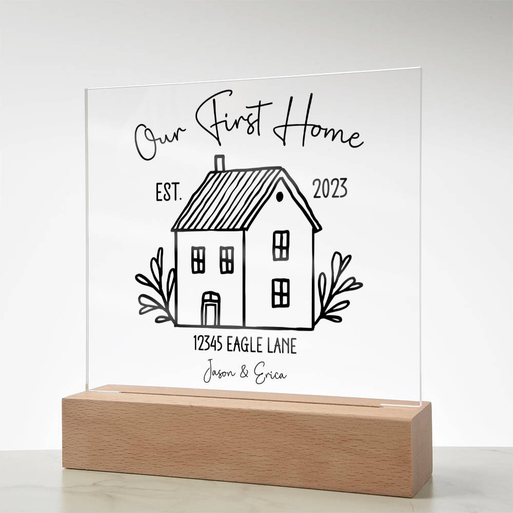 Our First Home Personalized Acrylic Plaque - Black
