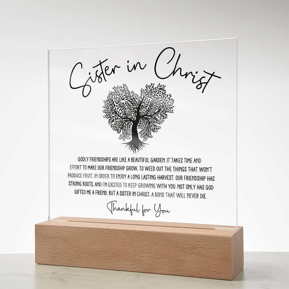 Heart Tree Sister in Christ Friendship Acrylic Plaque