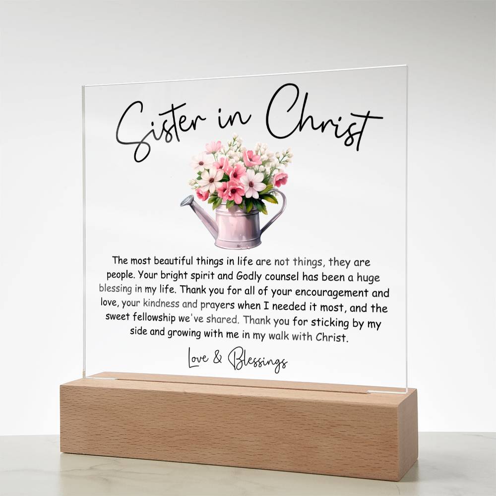 Thank You Sister in Christ Floral Acrylic Plaque