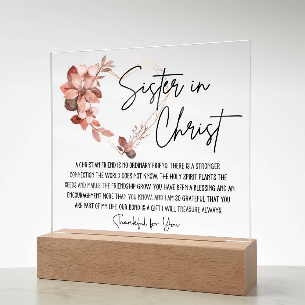 Sister in Christ Friendship Acrylic Square Plaque