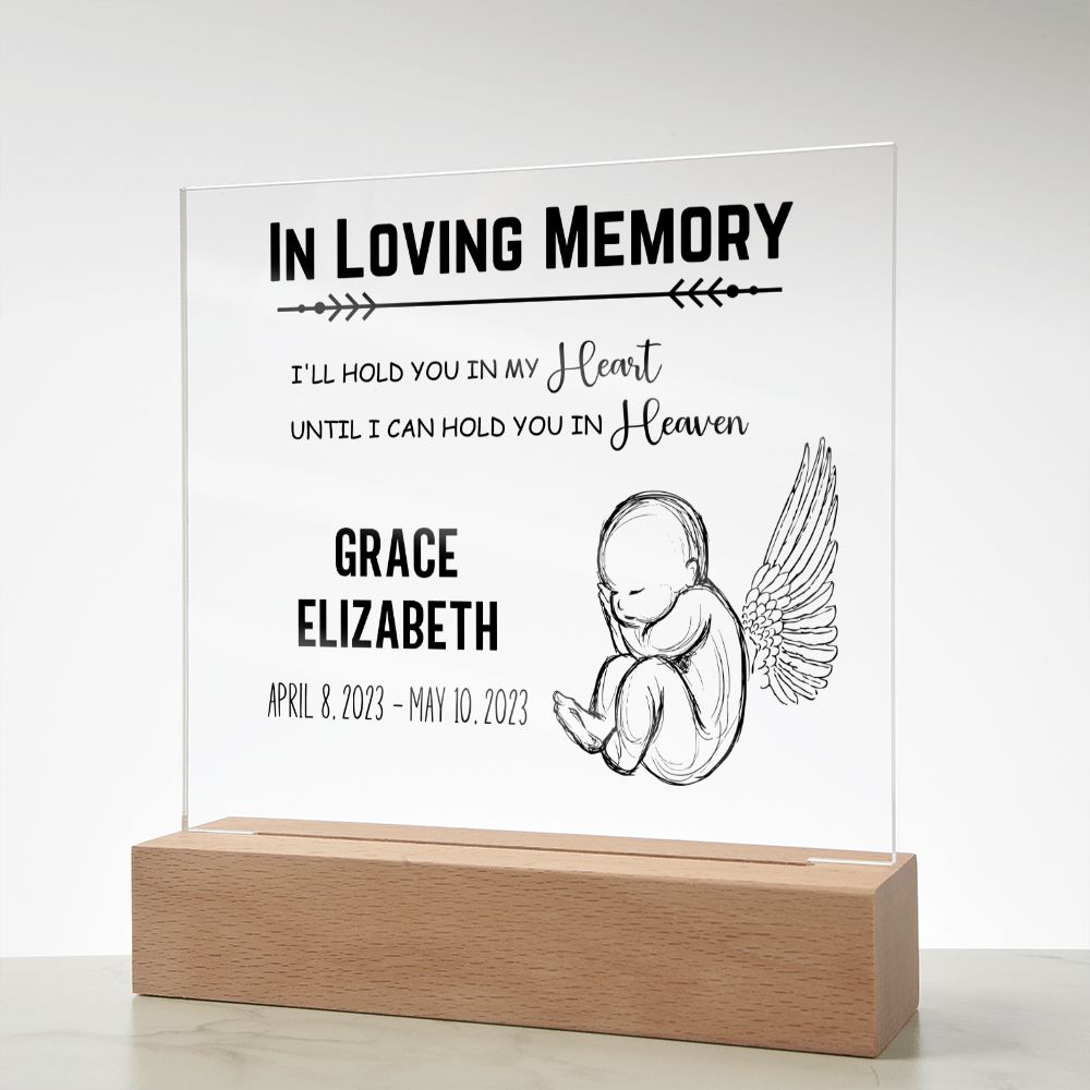 Personalized Baby Memorial Illuminated Acrylic Plaque for Infant Loss