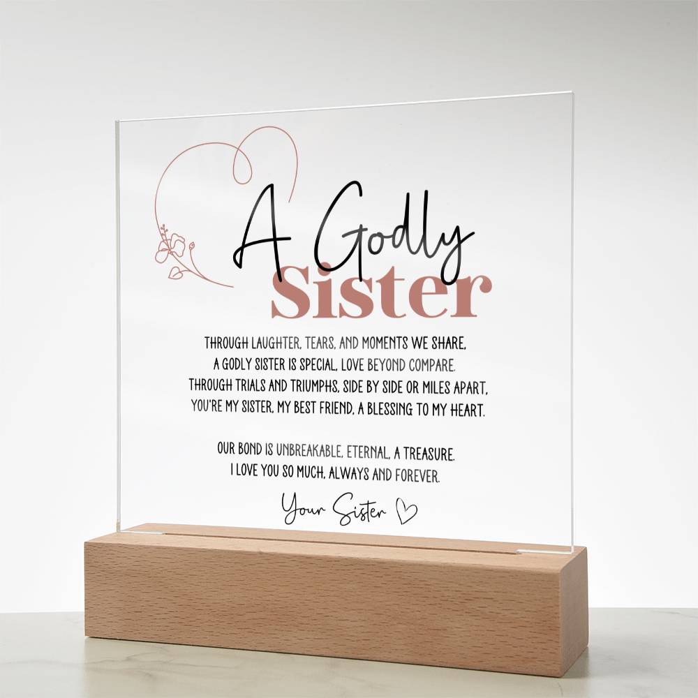 Godly Sister Poem Gift from Sister Acrylic Plaque - Pink