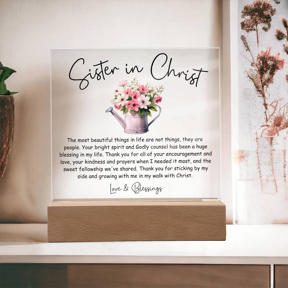 Thank You Sister in Christ Floral Acrylic Plaque