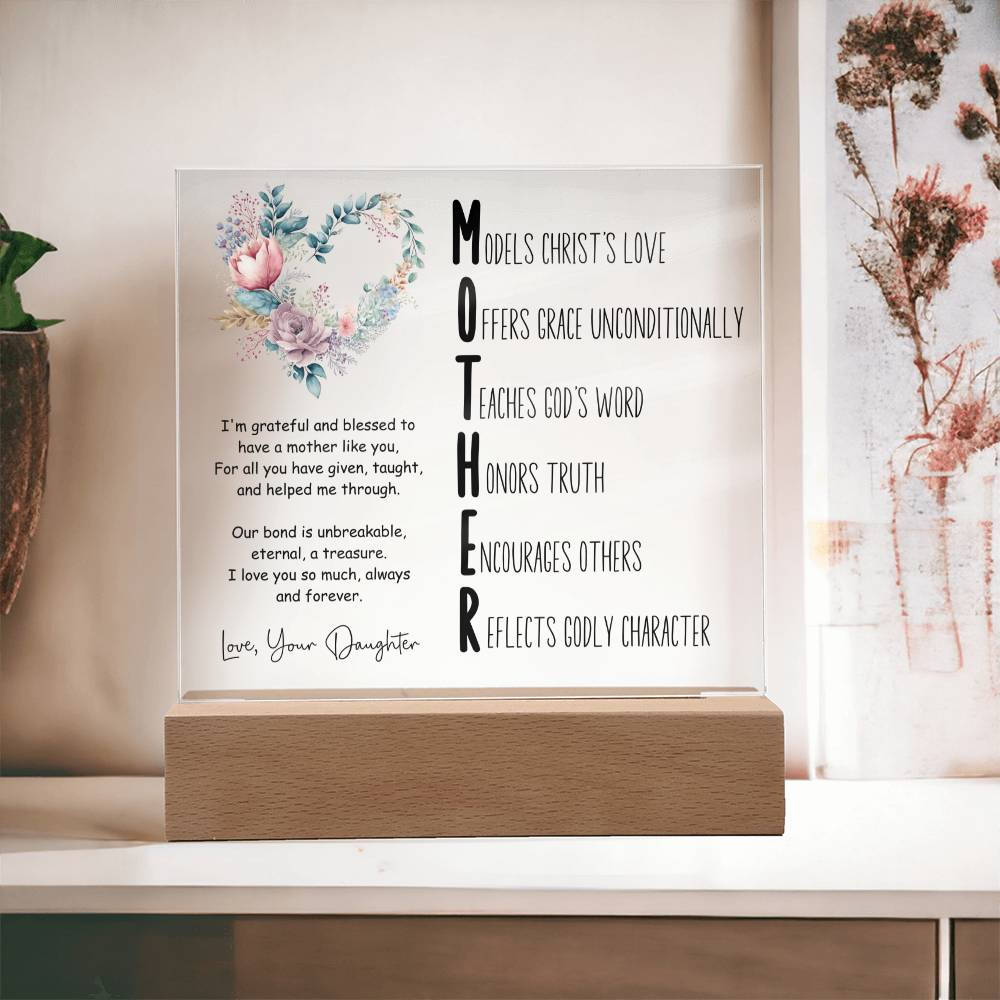 Christian Mother Acronym from Daughter Square Acrylic Plaque