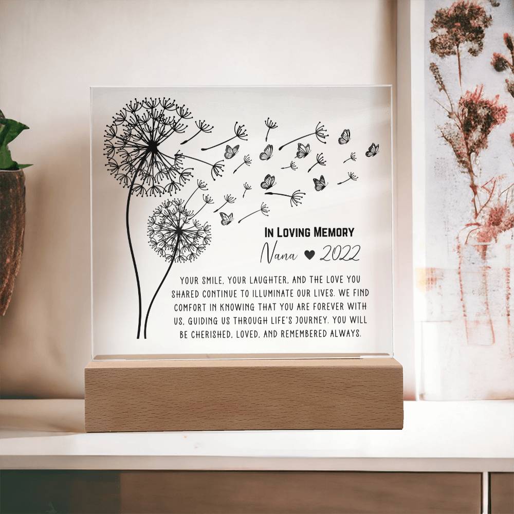 Remembered Always Dandelion Memorial Acrylic Plaque