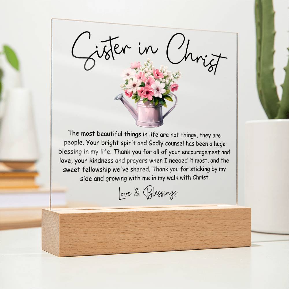 Thank You Sister in Christ Floral Acrylic Plaque
