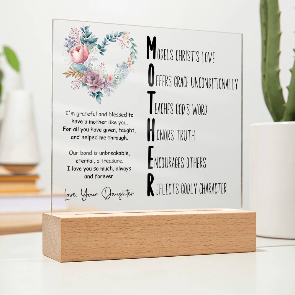 Christian Mother Acronym from Daughter Square Acrylic Plaque
