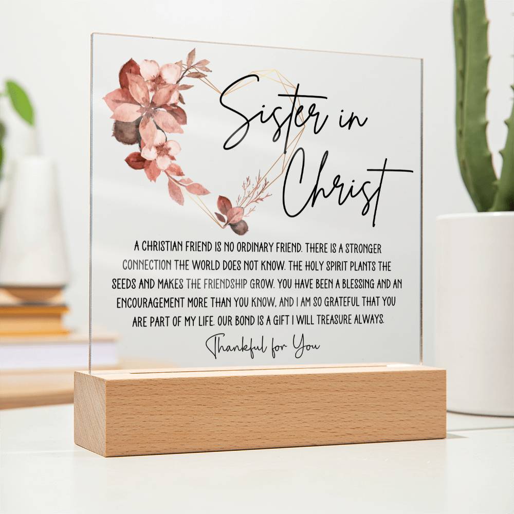 Sister in Christ Friendship Acrylic Square Plaque
