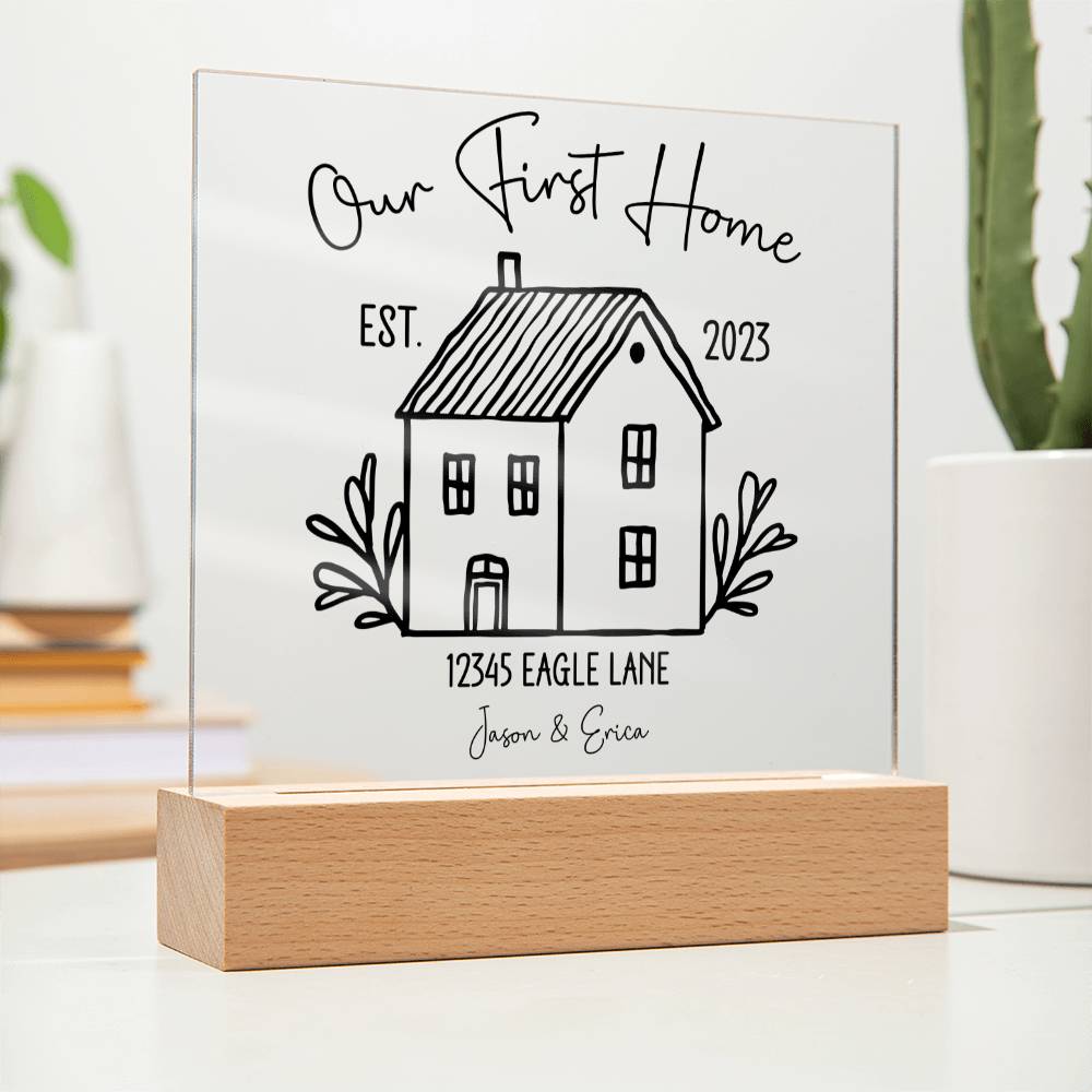 Our First Home Personalized Acrylic Plaque - Black