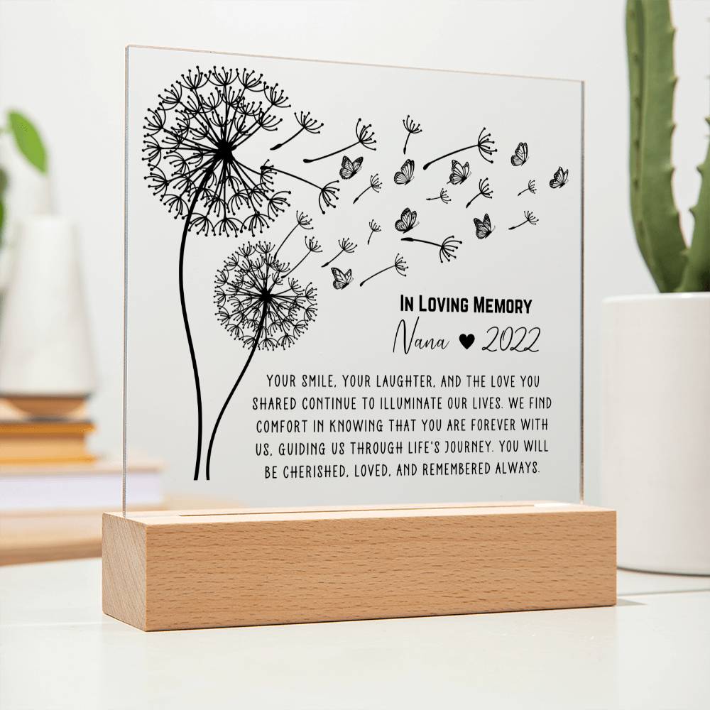 Remembered Always Dandelion Memorial Acrylic Plaque
