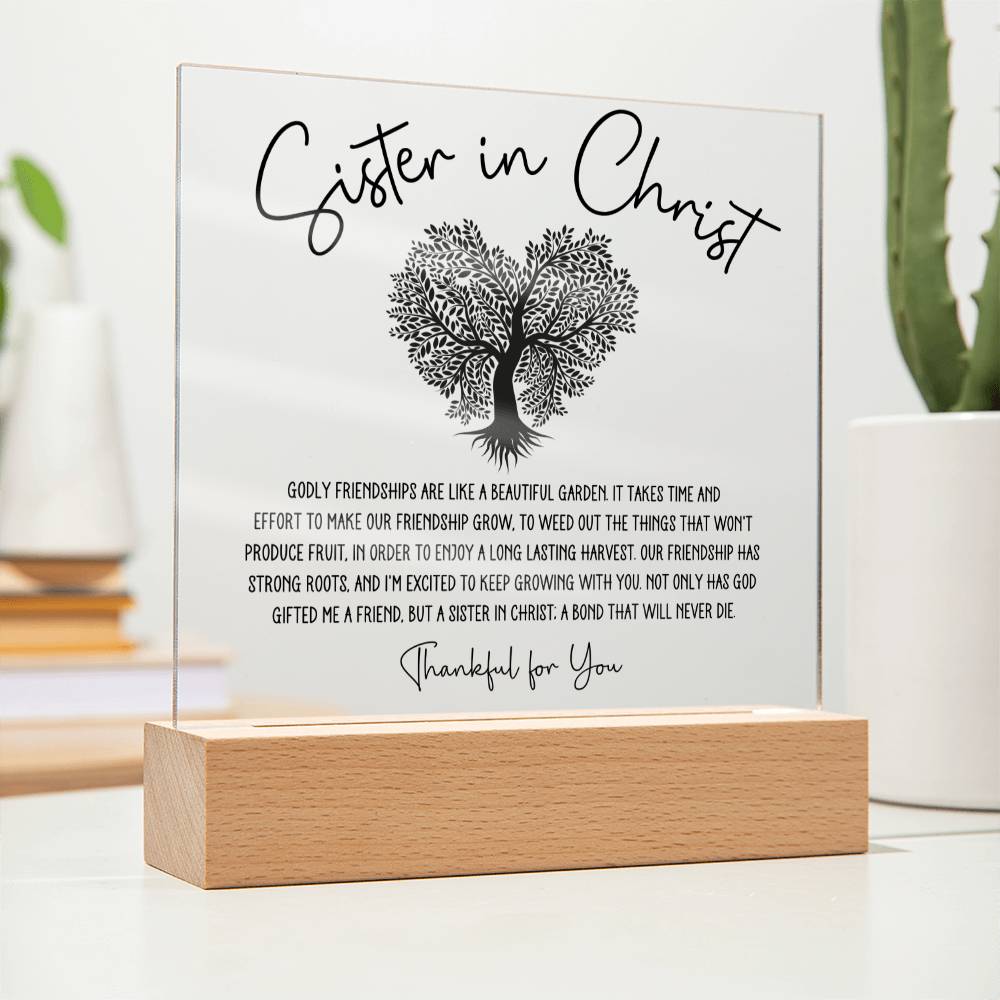 Heart Tree Sister in Christ Friendship Acrylic Plaque