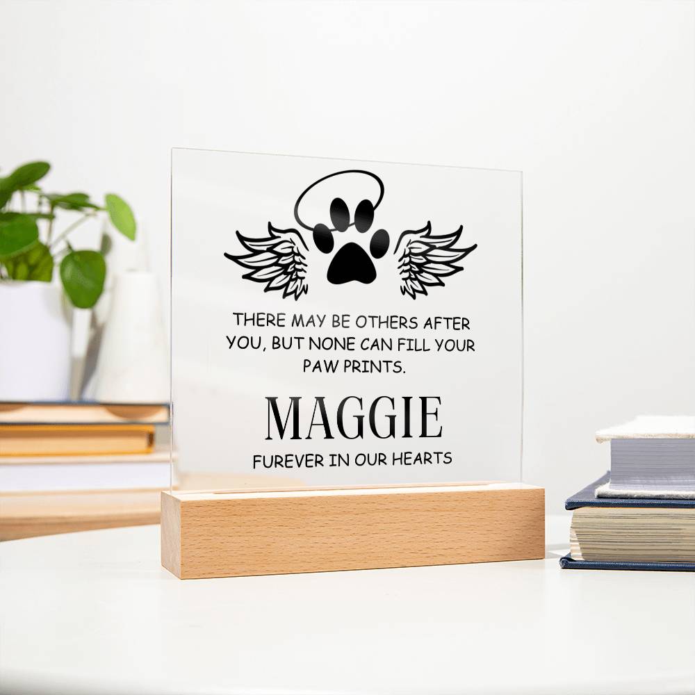 Personalized Pet Loss Memorial Plaque Paw Print Angel Wings