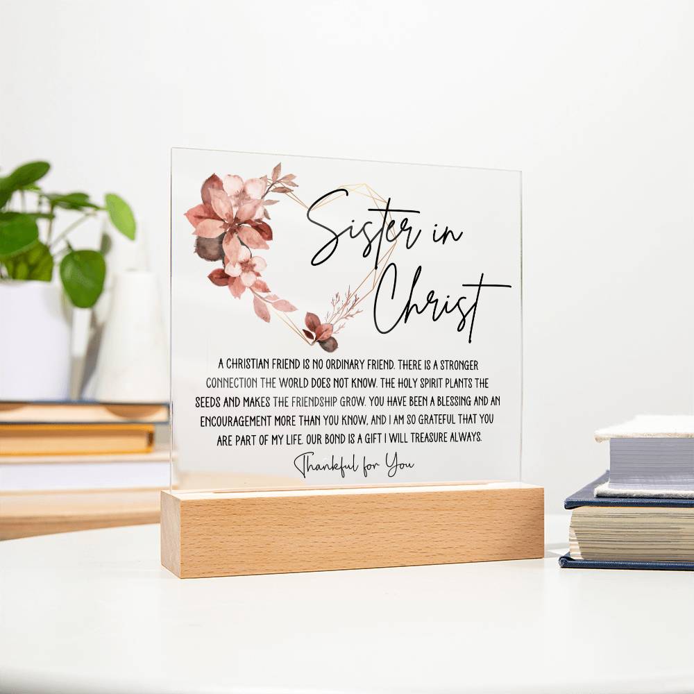 Sister in Christ Friendship Acrylic Square Plaque