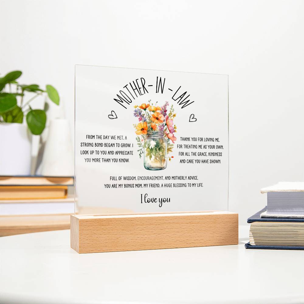 Mother in Law Floral Acrylic Square Plaque