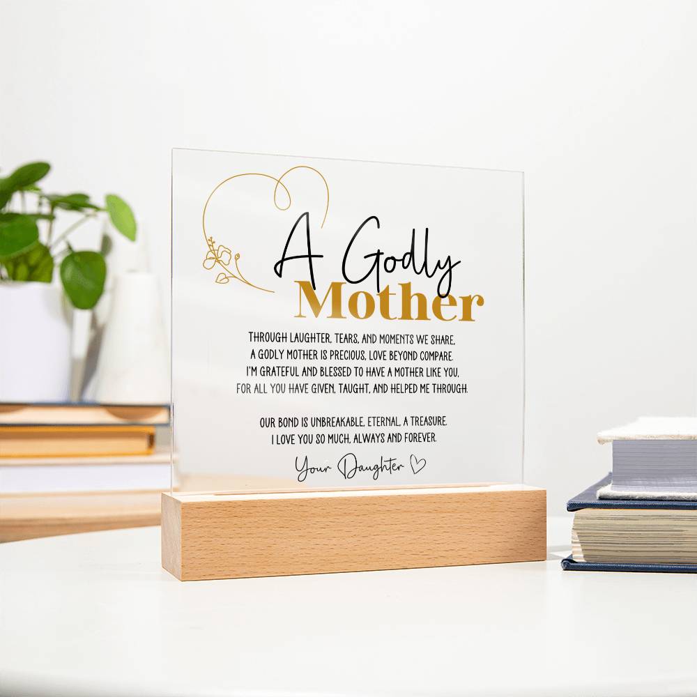 Godly Mother Poem Acrylic Plaque from Daughter - Gold