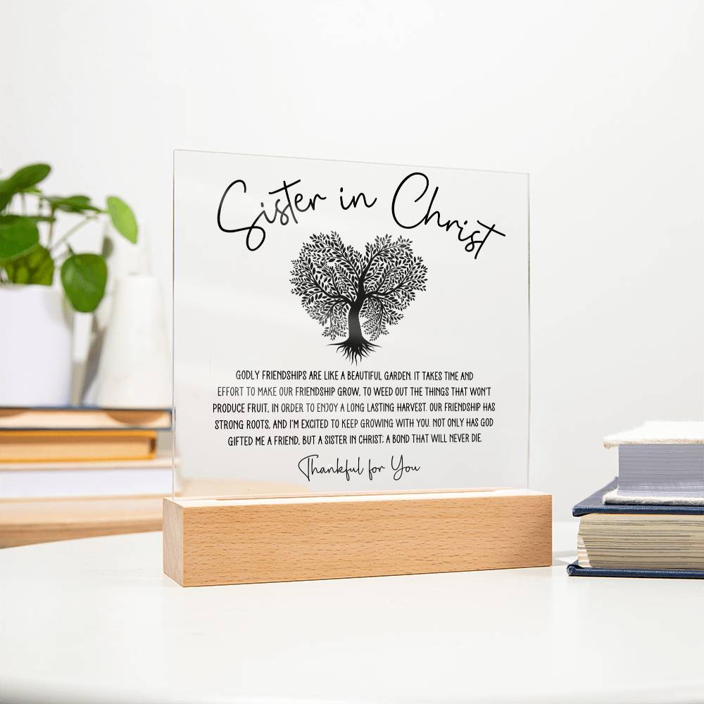 Heart Tree Sister in Christ Friendship Acrylic Plaque