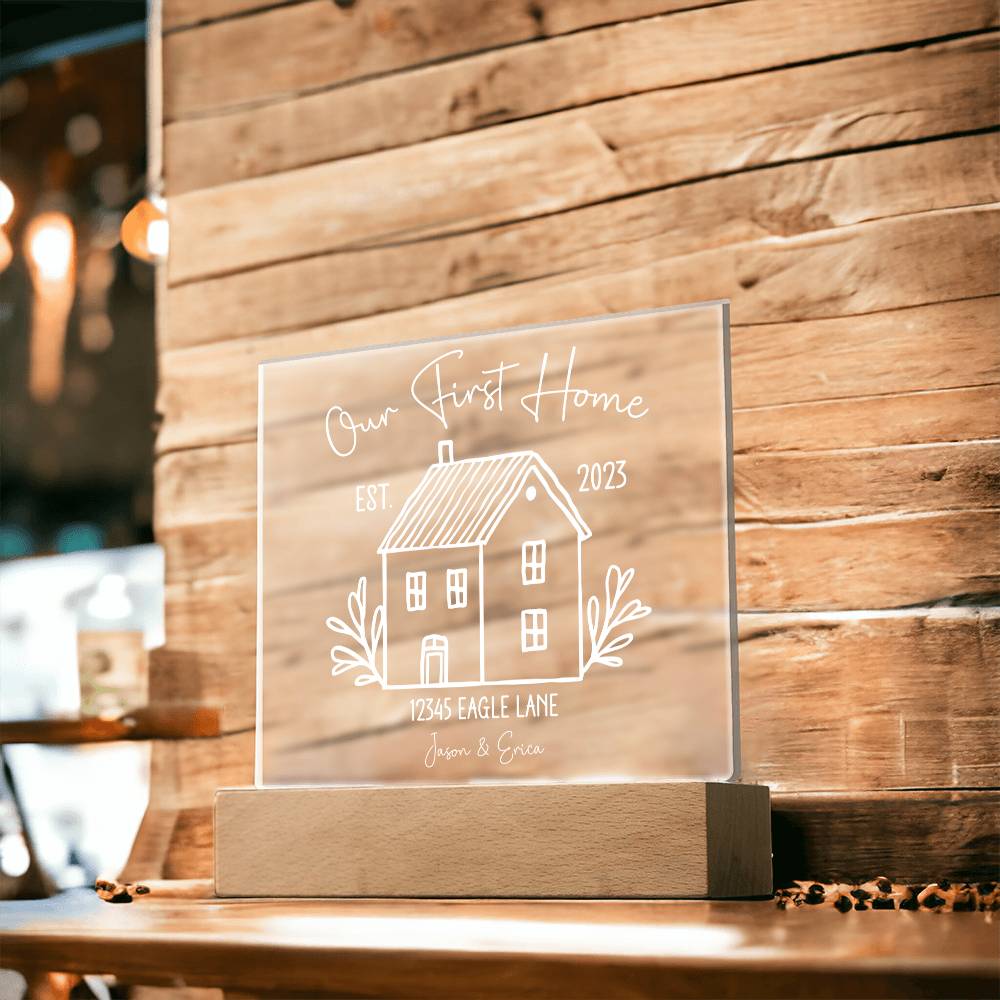 Our First Home Personalized Acrylic Plaque - White
