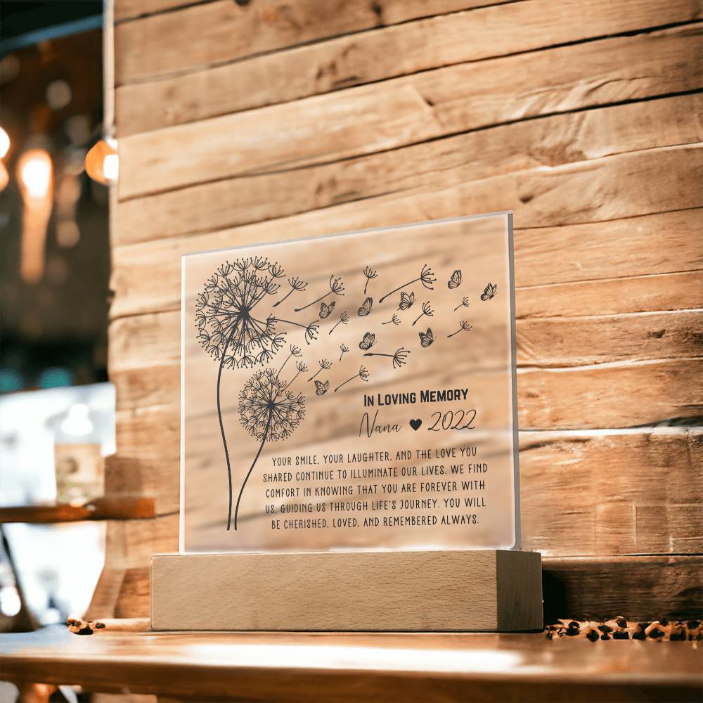 Remembered Always Dandelion Memorial Acrylic Plaque