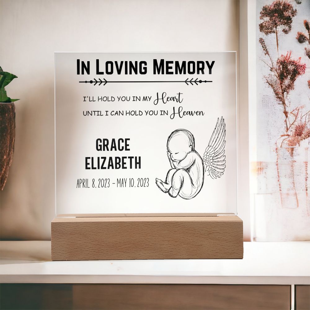 Personalized Baby Memorial Illuminated Acrylic Plaque for Infant Loss