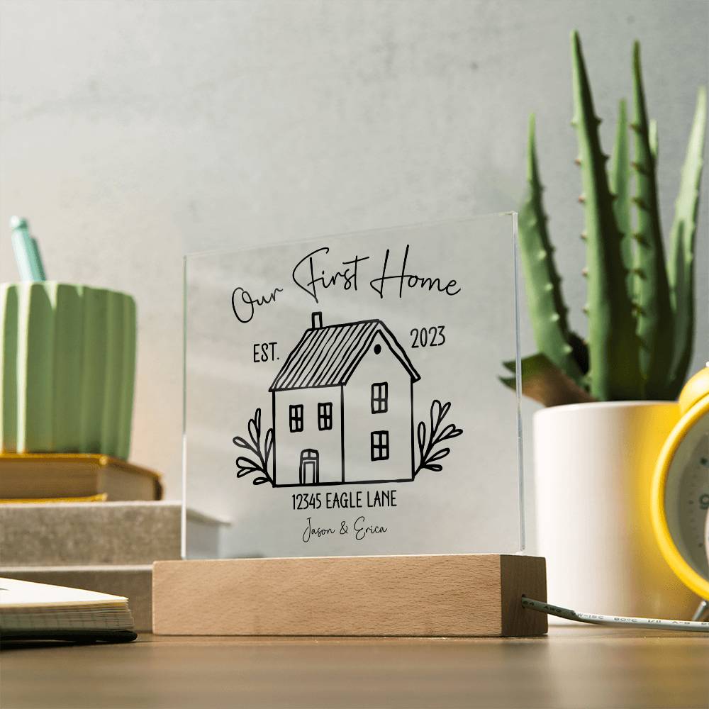 Our First Home Personalized Acrylic Plaque - Black