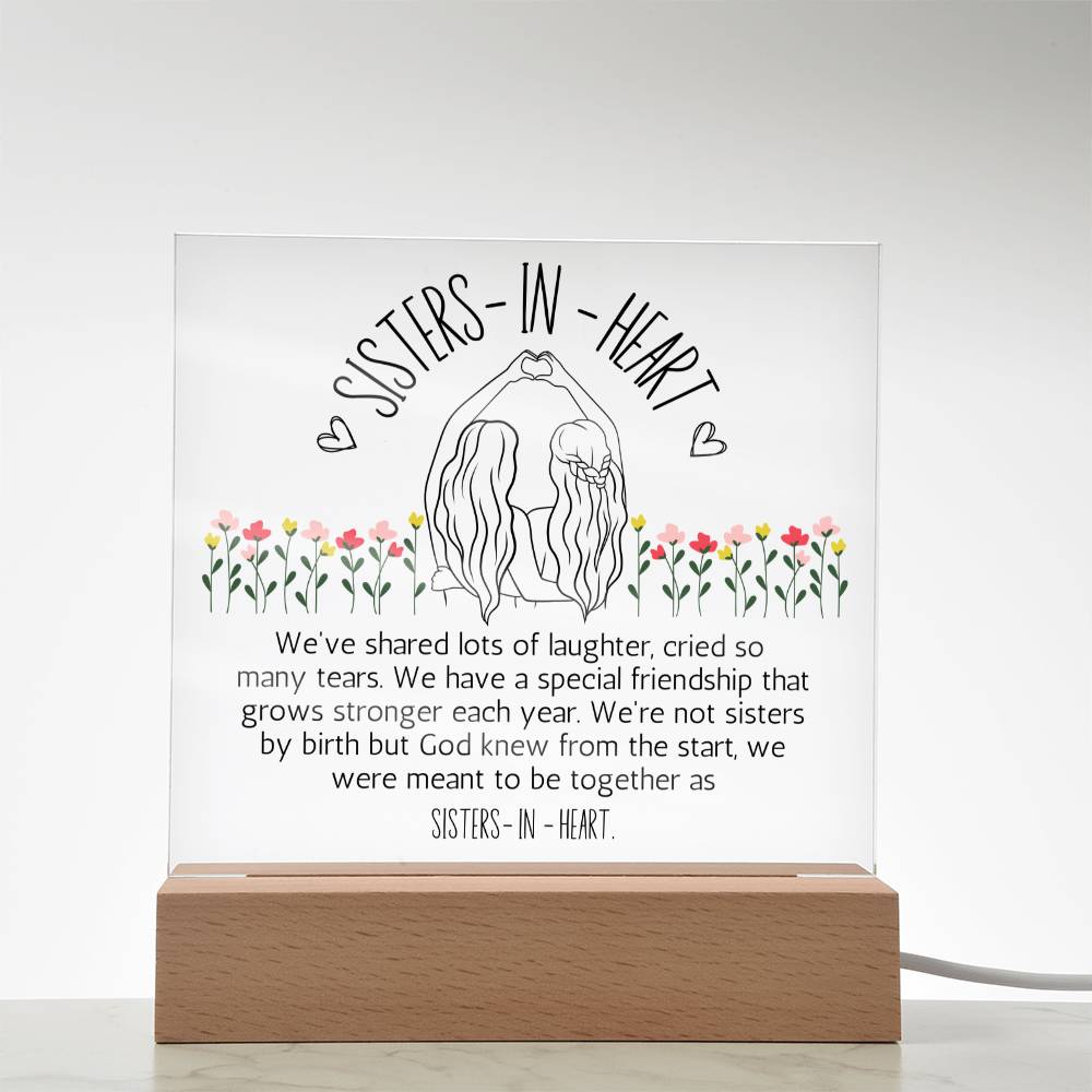 Sisters in Heart Floral Christian Friendship Acrylic Plaque