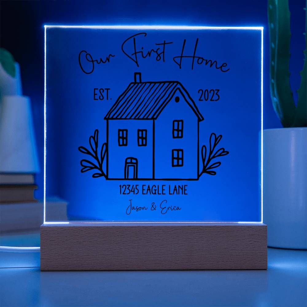 Our First Home Personalized Acrylic Plaque - Black