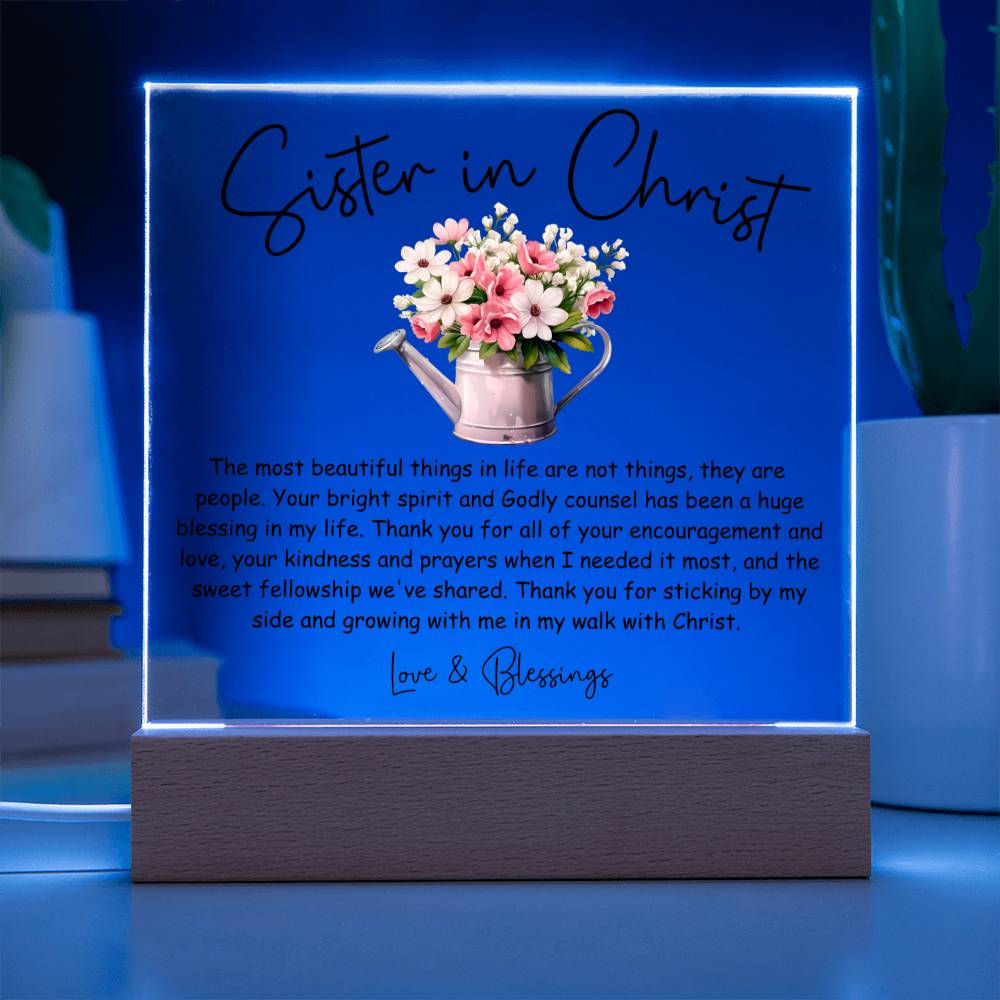Thank You Sister in Christ Floral Acrylic Plaque