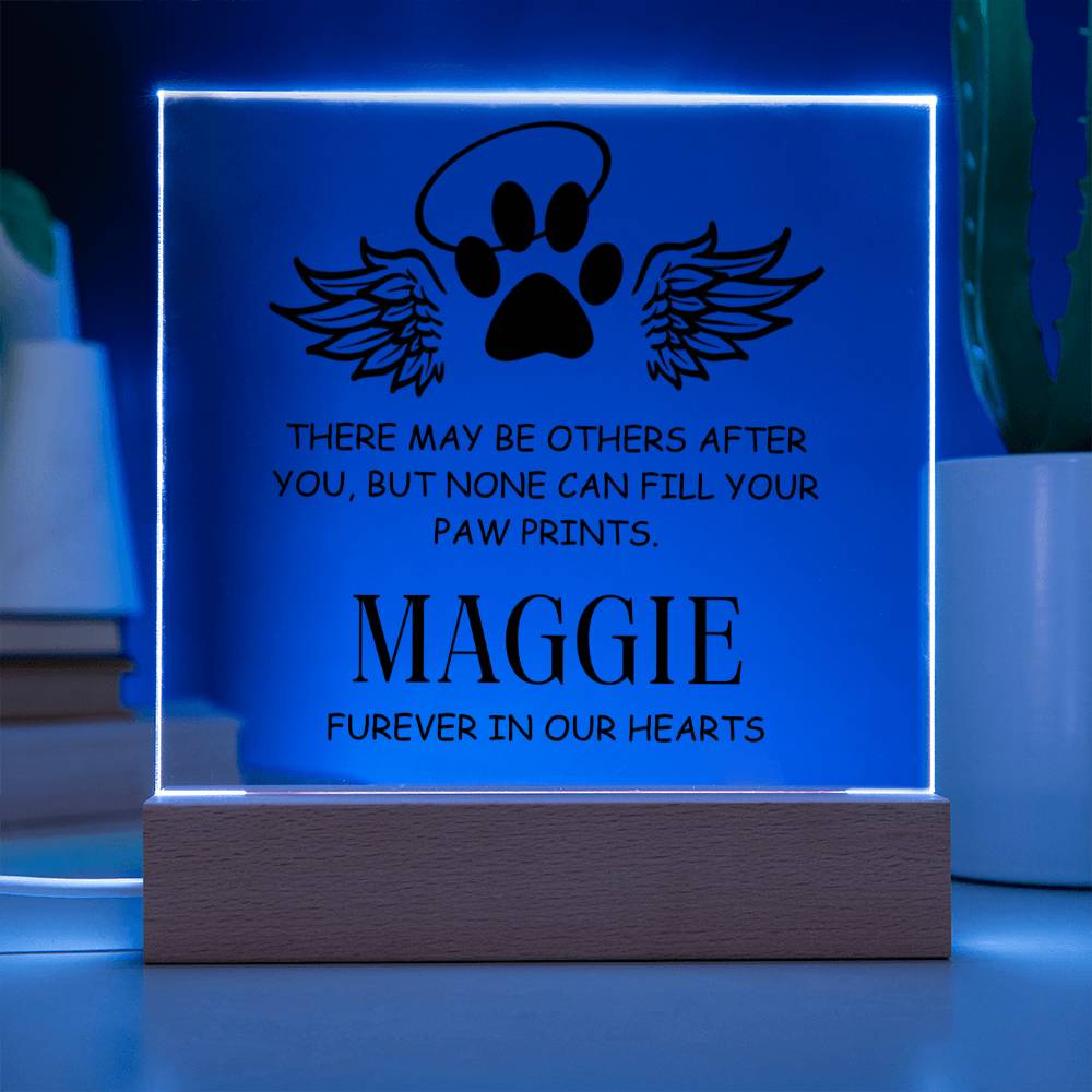 Personalized Pet Loss Memorial Plaque Paw Print Angel Wings