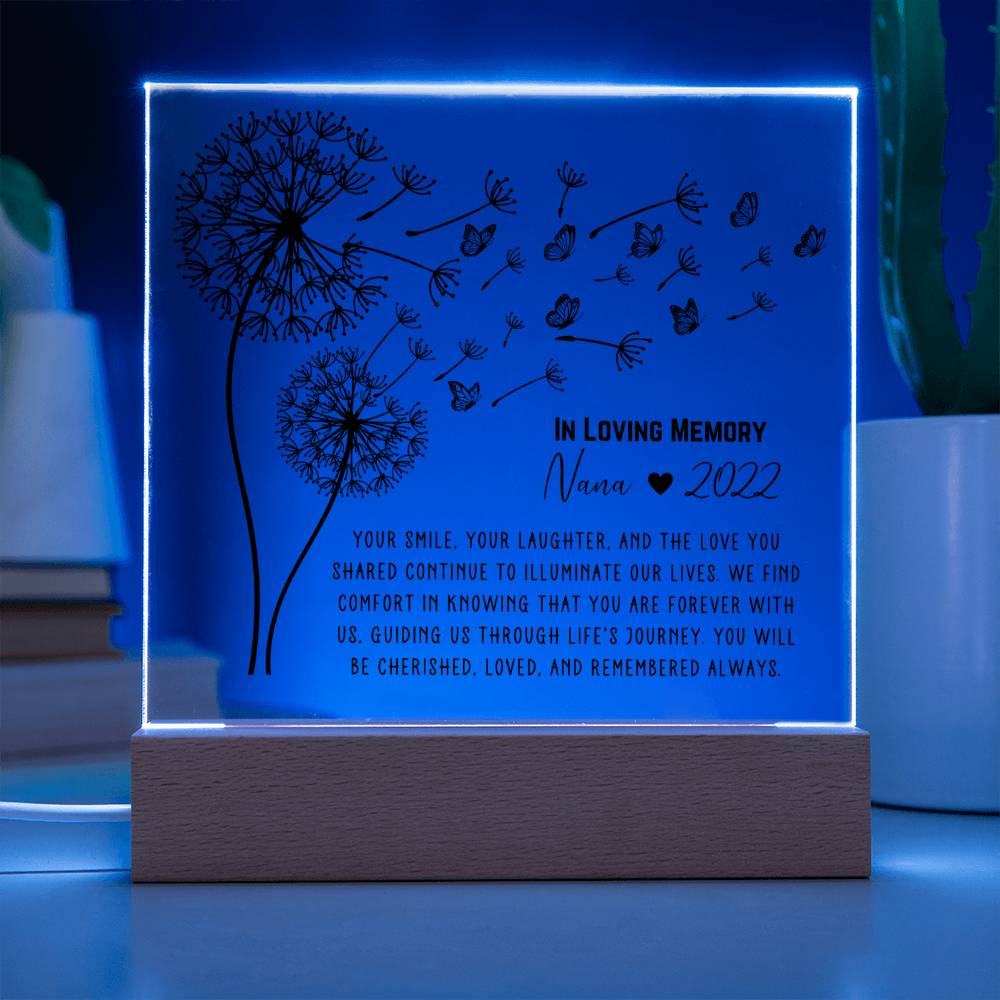 Remembered Always Dandelion Memorial Acrylic Plaque