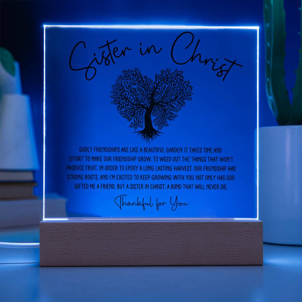 Heart Tree Sister in Christ Friendship Acrylic Plaque