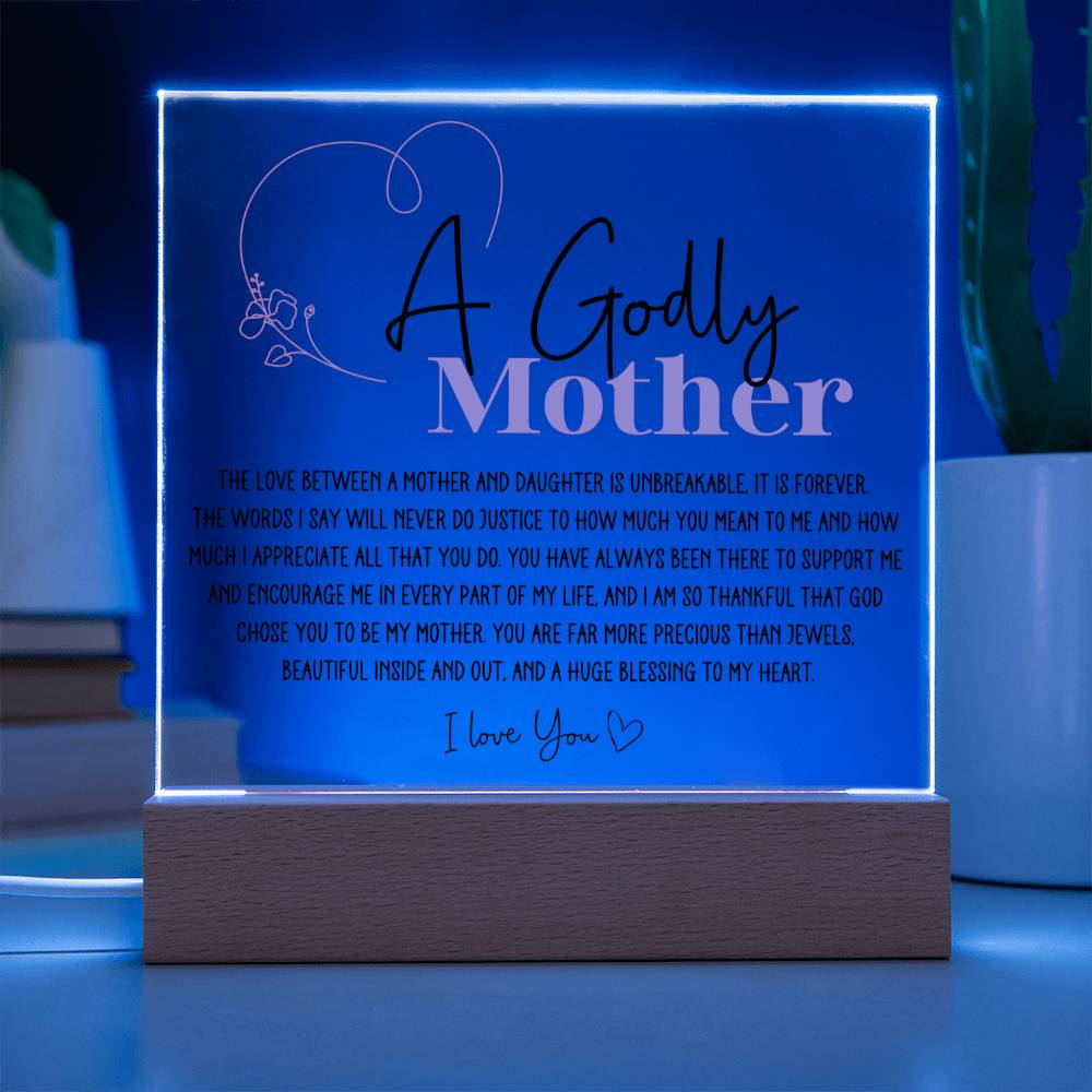 Godly Mother Heartfelt Acrylic Plaque - Pink