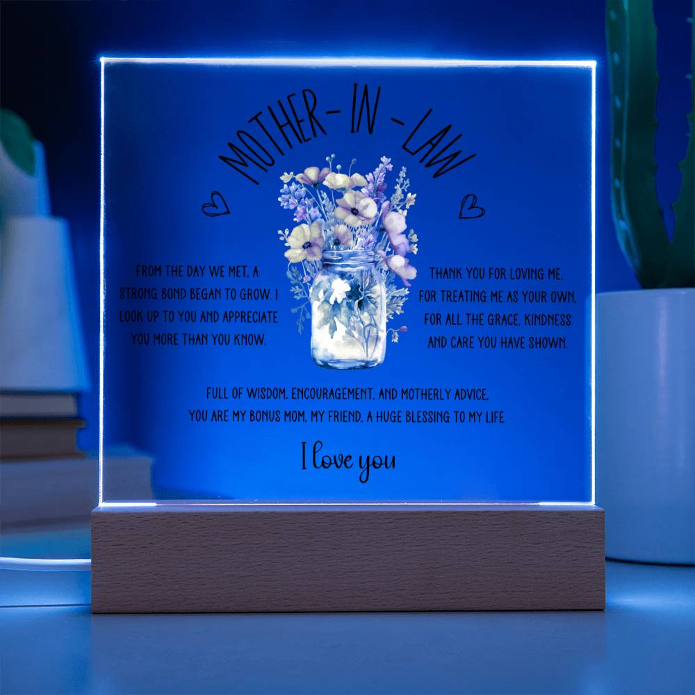 Mother in Law Floral Acrylic Square Plaque