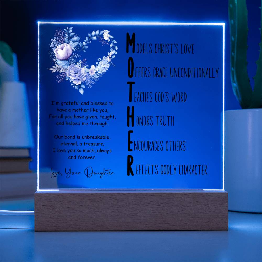 Christian Mother Acronym from Daughter Square Acrylic Plaque