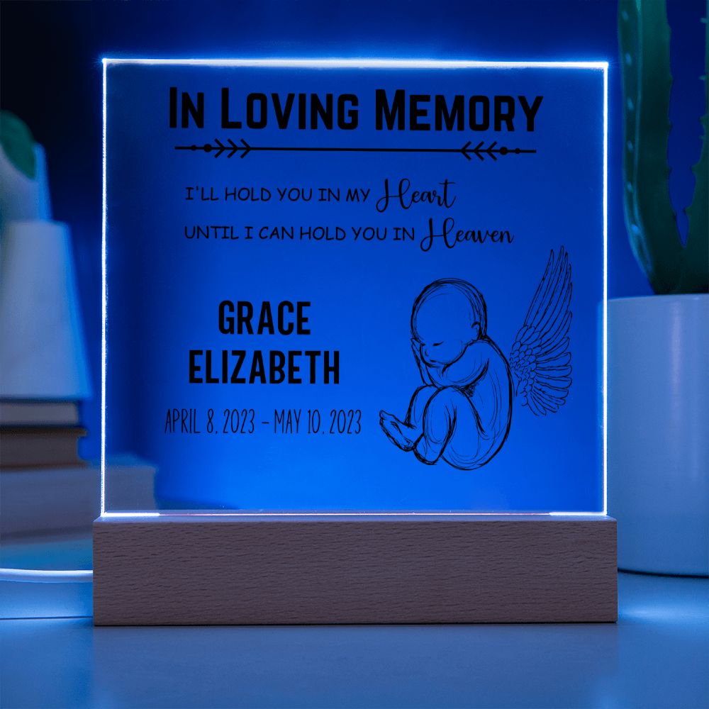 Personalized Baby Memorial Illuminated Acrylic Plaque for Infant Loss