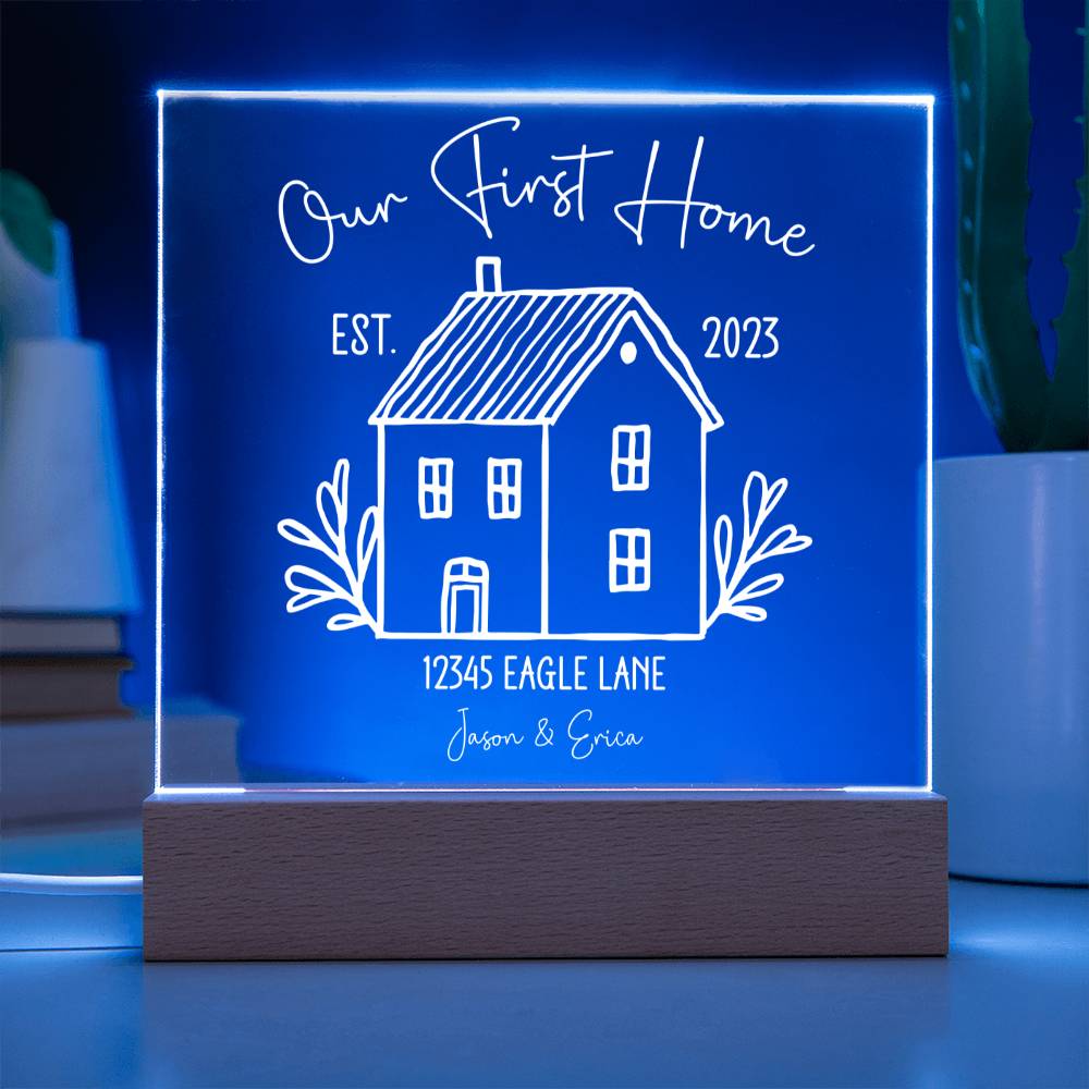 Our First Home Personalized Acrylic Plaque - White