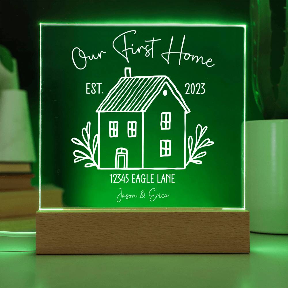 Our First Home Personalized Acrylic Plaque - White