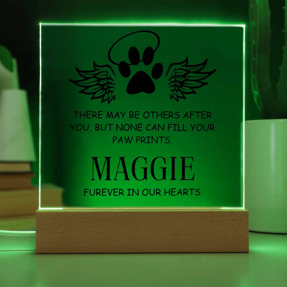 Personalized Pet Loss Memorial Plaque Paw Print Angel Wings