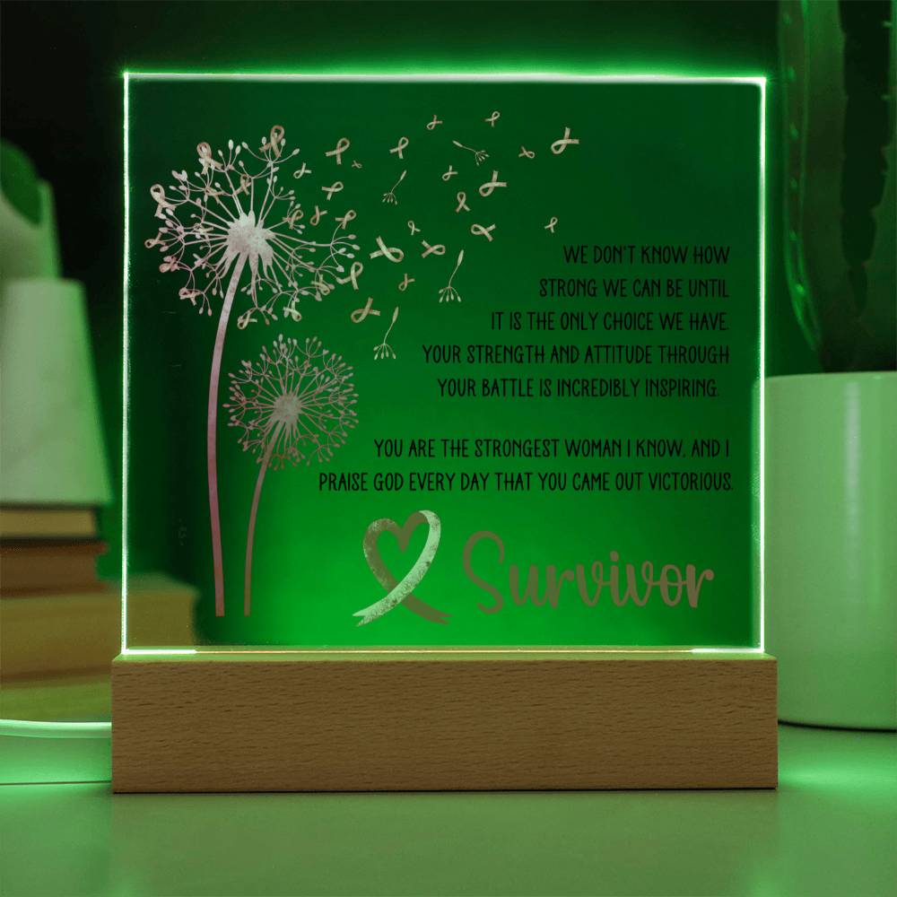 Strongest Woman Breast Cancer Survivor Pink Dandelion Acrylic Plaque