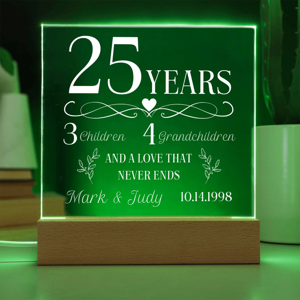 25 Year Anniversary Personalized Family Acrylic Plaque