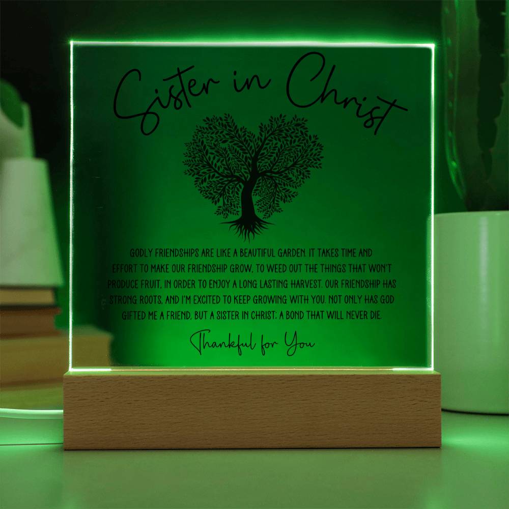 Heart Tree Sister in Christ Friendship Acrylic Plaque